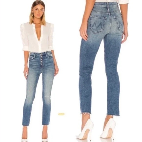 MOTHER Denim - Mother The Pixie Dazzler Ankle Fray Straight Leg Jeans in Popism 25